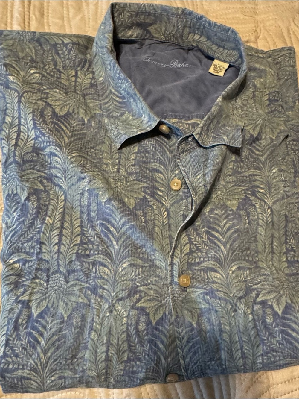 Tommy Bahama Blue/Green Tropical Print Men's Shirt XXL Big & Tall